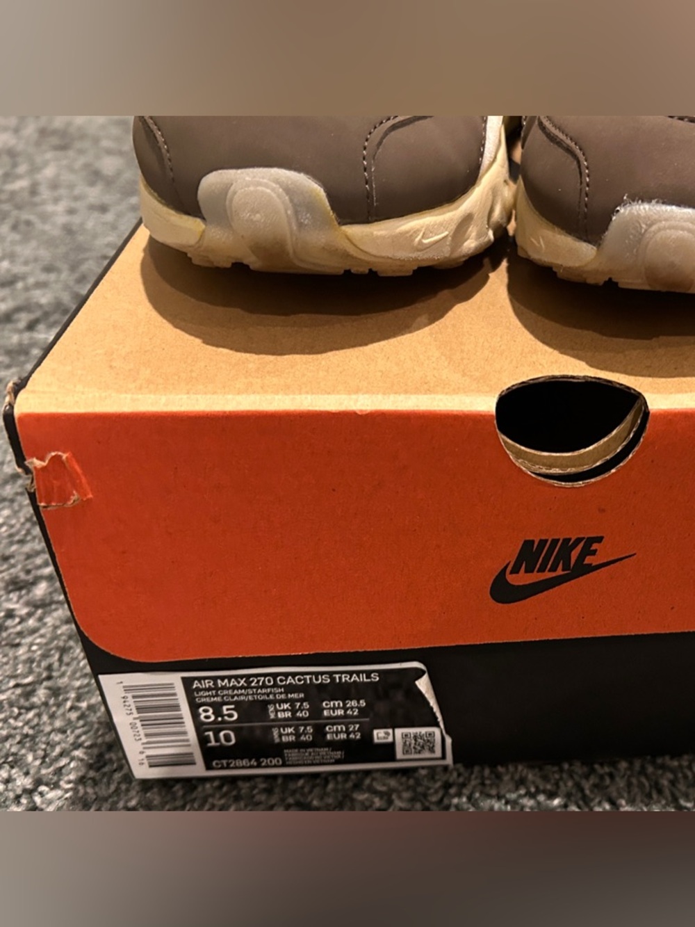 Air Max 270 Cactus Trails by Travis Scott - US Men Size 8.5 - Picture 12 of 15